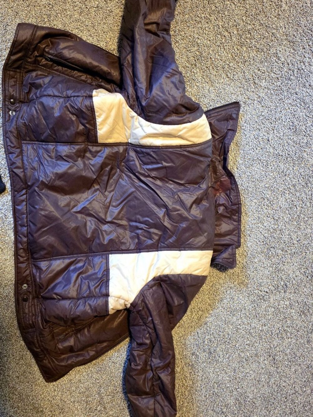 KP-Polar Puffer Jacket Brown Tan Mens L Vintage Ski Winter